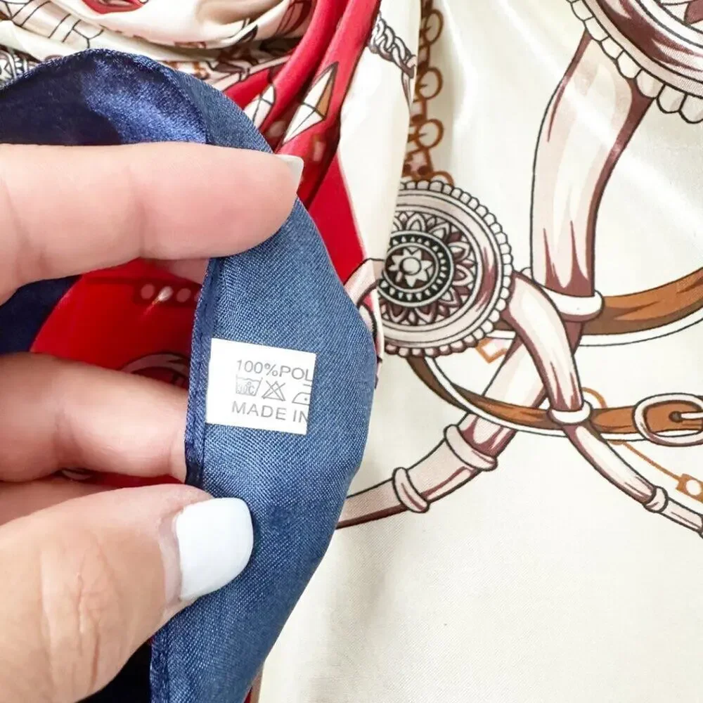2/$30 NEW Cream Red Blue Nautical Antique Gold Baroque Printed Fashion Scarf